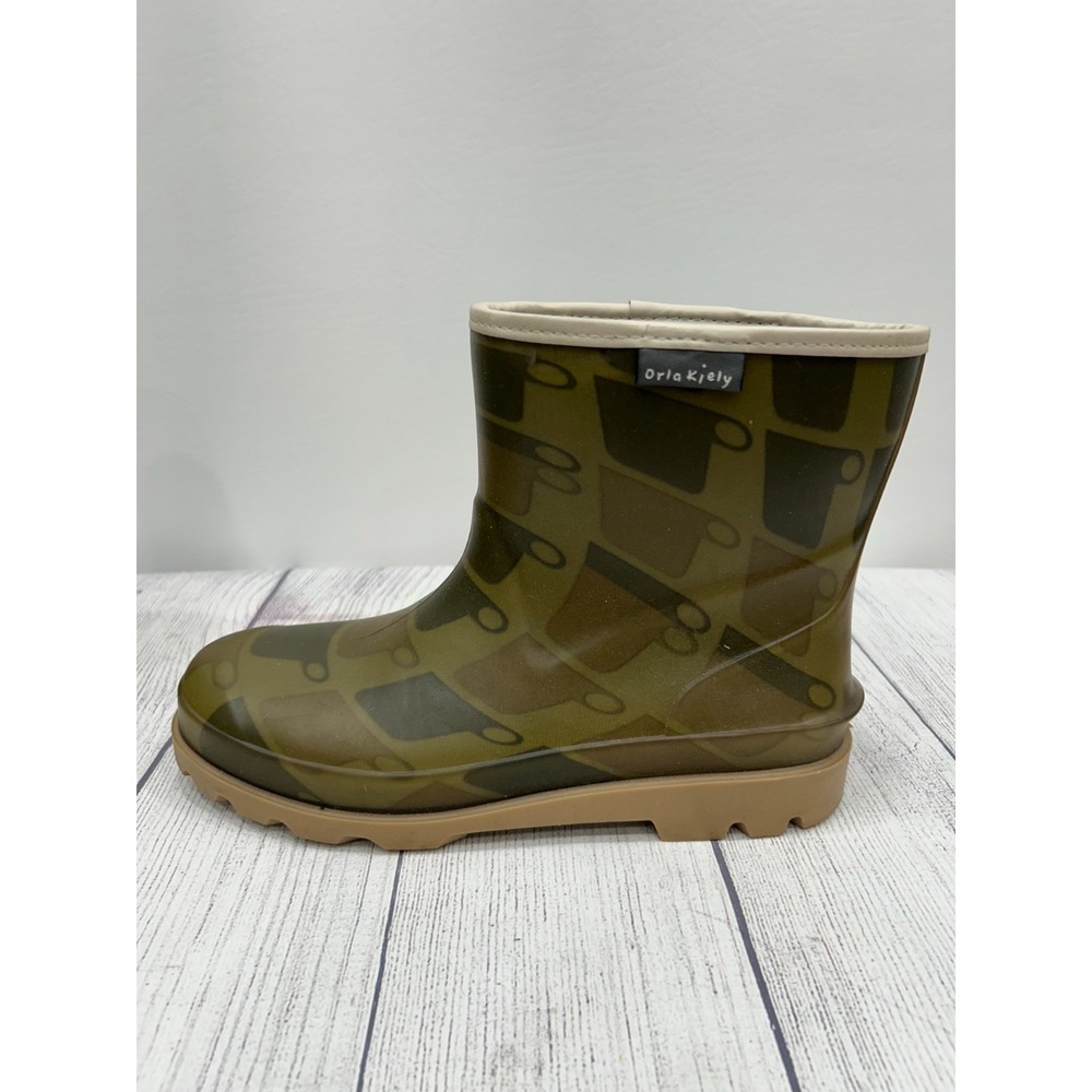 Orla Kiely Printed Rain Boots Womens 6 Green Waterproof Fleece Lined Wellies‎